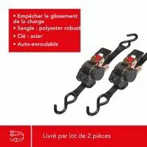 JEU DE 2 x SANGLE D\'ARRIMAGE &Agrave; CLIQUET - 300 kg - 3 m x 25 mm (ARAT11X2)