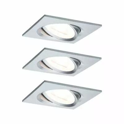 Kit  spot encastr� Nova carr� orientable LED 3x6,5W 2700 K 230V GU10 51mm Alu tour/Alu zinc (93438)