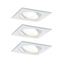 Kit  spot encastré Nova carré orientable LED 3x6,5W 2700K 230V GU10 51mm Blanc dépoli/Alu zinc (93436)