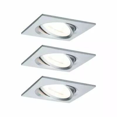 Kit  spot encastr� Nova Coin carr� orientable LED 3x6,5W 2700K 230V Alu tourn�/alu zinc (93456)