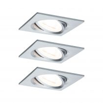 Kit  spot encastré Nova Coin carré orientable LED 3x6,5W 2700K 230V Alu tourné/alu zinc (93456)