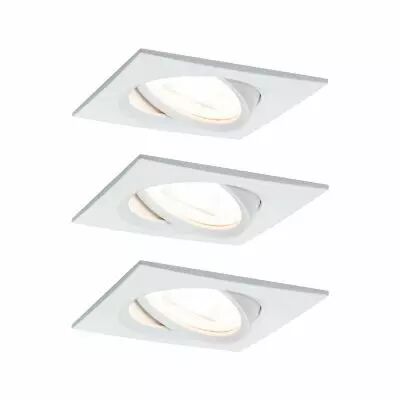 Kit  spot encastr� Nova Coin carr� orientable LED 3x6,5W 2700K 230V Blanc d�poli/Alu zinc (93454)