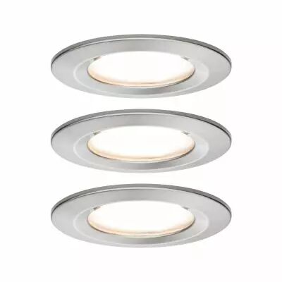 Kit  spot encastr� Nova Coin rond fixe LED 3x6,5W 2700K 230V Acier bross�/Alu zinc (93458)