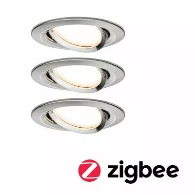 Kit  spot encastr� Nova Plus ZB Coin gra rond Noir LED 3x7W 230V 51mm Acier bross�/alu zinc (92959)