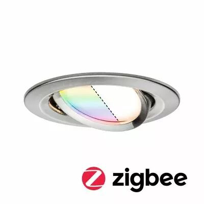 Kit  spot encastr� Nova Plus ZB Coin RGBW rond Noir LED 1x7W 230V 51mm acier brut/alu zinc (92964)