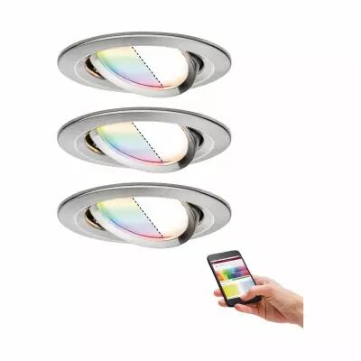 Kit  spot encastr� Nova Plus ZB Coin RGBW rond Noir LED 3x7W 230V 51mm Acier bross�/alu zinc (92965)