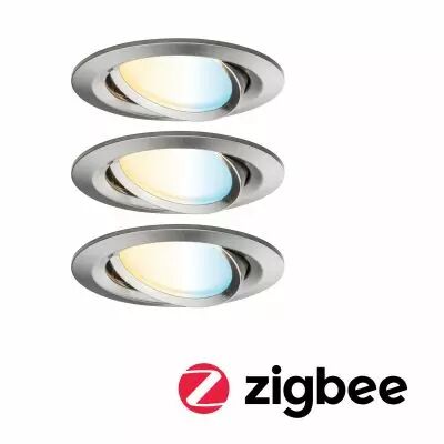 Kit  spot encastr� Nova Plus ZB Coin tw rond Noir LED 3x7W 230V 51mm Acier bross�/alu zinc (92962)