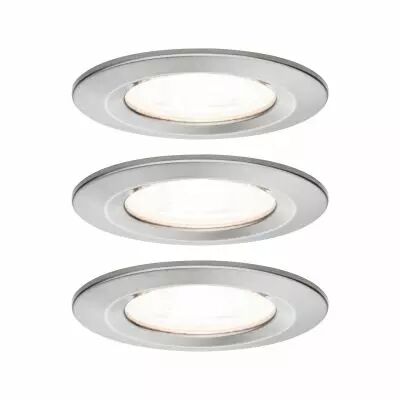 Kit  spot encastr� Nova rd fixe LED IP44 3 nivgrad 3x6,5W 230V GU10 51mm Acier bross�/Alu zinc (93476)