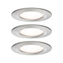 Kit  spot encastré Nova rd fixe LED IP44 3 nivgrad 3x6,5W 230V GU10 51mm Acier brossé/Alu zinc (93476)