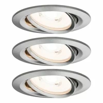 Kit de 3 spots encastres LED acier bross� �quivalents 50W dimmables et orientables (93944)