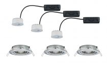 Kit de 3 spots encastres LED acier brossé équivalents 50W dimmables et orientables (93944)