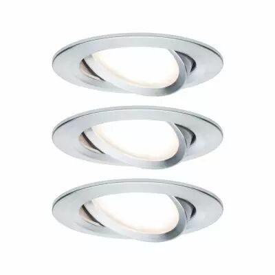 Kit de 3 spots encastr�s LED Coin Slim IP23 rond 6,8 W alu � intensit� variable et orientables (93903)