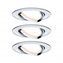 Kit de 3 spots encastrés LED Coin Slim IP23 rond 6,8 W chrome à intensité variable et orientables (93880)