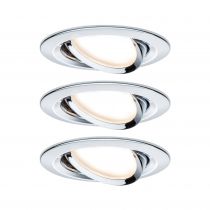 Kit de 3 spots encastrés LED Coin Slim IP23 rond 6,8 W chrome à intensité variable et orientables (93880)