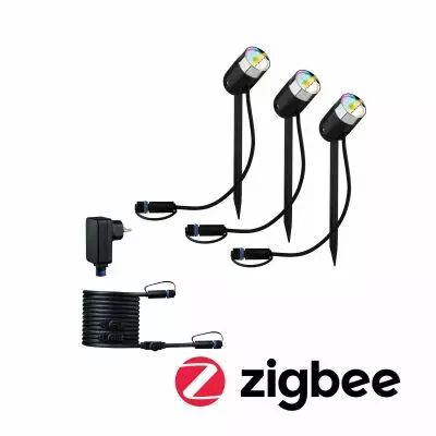 Kit de base ZigBee Plug & Shine spot Pike RGBW 3x4W 24V 40� IP44 anthracite (94284)
