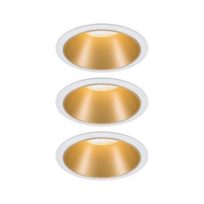 Kit enc Cole Coin 3Stepdim rond fixe LED 3x6,5W 2700K 230V Blanc/dor mat/pla (93406)