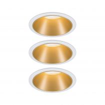 Kit enc Cole Coin 3Stepdim rond fixe LED 3x6,5W 2700K 230V Blanc/doré mat/pla (93406)