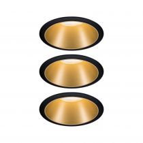 Kit enc Cole Coin 3Stepdim rond fixe LED 3x6,5W 2700K 230V noir/doré mat/pla (93404)