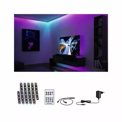 Kit Ruban led 1,5m Dynamic Rainbow RGB IP20 4,8W 12V CC noir M�tal (78886)