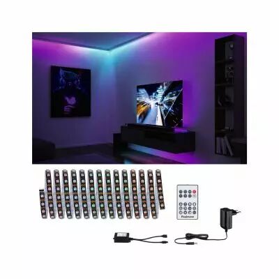 Kit Ruban led Dynamic 5m Rainbow RGB IP20 ?W 12V CC noir M�tal (78888)