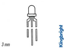 L-115wegw led 3mm rouge/vert white blanc diffus 50mcd (L-115WEGW)