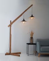 LAMPADAIRE EN BOIS - 2 X SUSPENSIONS E27 - Gamme michio