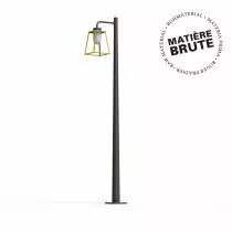 Lampadaire Lampiok 2 N&deg;4 Laiton brut - Gris noir Diffuseur opale (178012072)