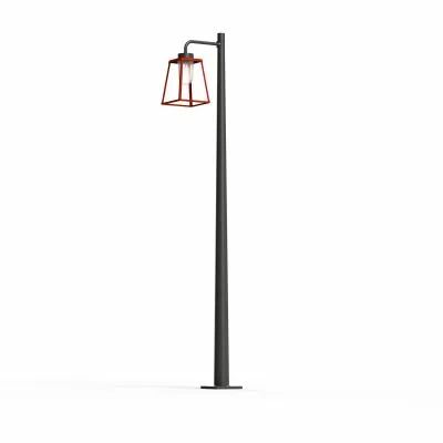 Lampadaire Lampiok 2 N�4 Rouge tomate 110 - Gris noir Diffuseur opale (178012110)