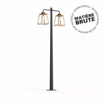 Lampadaire Lampiok 2 N�5 Cuivre brut 082 - Gris noir Diffuseur opale (178014082)