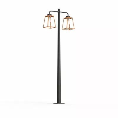Lampadaire Lampiok 2 N�5 Cuivre patin� vernis 080 - Gris Diffuseur opale (178014080)