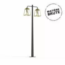 Lampadaire Lampiok 2 N°5 Laiton brut - Gris noir Diffuseur opale (178014072)
