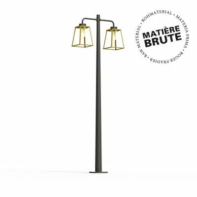 Lampadaire Lampiok 2 N�5 Laiton brut - Gris noir Diffuseur opale (178014072)