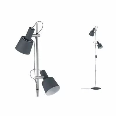 Lampadaire Neordic Haldar 2 flammes Gris fonc� / Chrome mat (79690)