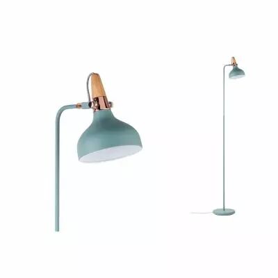 Lampadaire Neordic Juna 1 flamme Vert satin� / Cuivre / Bois (79654)
