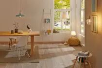 Lampadaire Neordic Juna 1 flamme Vert satiné / Cuivre / Bois (79654)