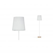 Lampadaire Neordic Stellan 1 flamme avec abat-jour en tissu Blanc / Bois (79634)