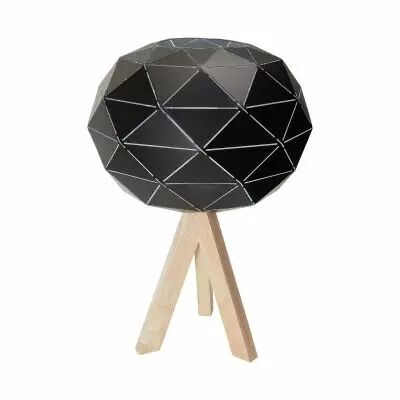Lampe � poser E27 Max.60W abatjour Noir ext�rieur / Blanc int�rieur  pied bois