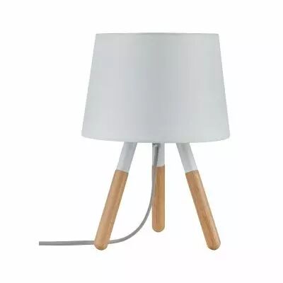 Lampe � poser Neordic Berit 1 flamme avec abat-jour en tissu Blanc / Bois (79646)