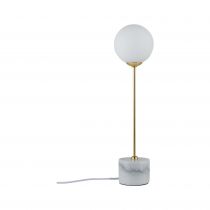 Lampe à poser Neordic Moa 1 flamme Marbre Blanc / Doré mat (79661)