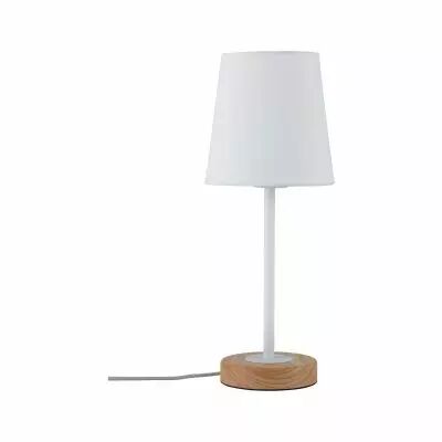 Lampe � poser Neordic Stellan 1 flamme avec abat-jour en tissu Blanc / Bois (79636)