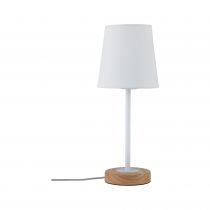 Lampe à poser Neordic Stellan 1 flamme avec abat-jour en tissu Blanc / Bois (79636)