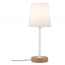 Lampe à poser Neordic Stellan 1 flamme avec abat-jour en tissu Blanc / Bois (79636)