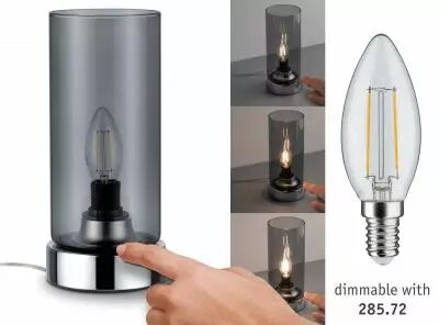 Lampe � poser Pinja max.1x20W E14 Chr/verre fum� br 230V m�tal/verre (77056)