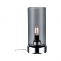 Lampe à poser Pinja max.1x20W E14 Chr/verre fumé br 230V métal/verre (77056)