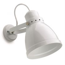 lampe d\'atelier rétro métal blanche. E27 diam 15,5cm (182550)