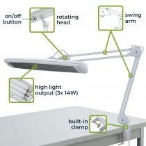 Lampe de bureau - 3 x 14w - blanc (VTLAMP6)