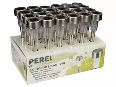 Lampe de jardin solaire avec socle en acier inoxydable - pr�sentoir de 24 pcs (CSOL04D)