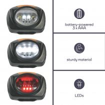 Lampe Frontale 2 En 1 À 4 Led Blanches Et 3 Led Rouges (EHL11N)