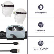 LAMPE FRONTALE À LED ET CAPTEUR ON/OFF - RECHARGEABLE (EHL21)