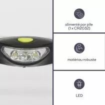 Lampe Frontale Avec 3 Led Blanches Ultralumineuses (EHL7N)